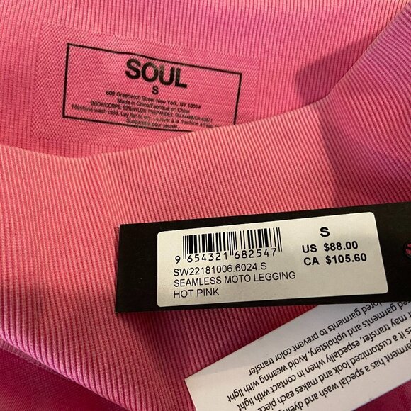 SOUL Women's Seamless Hot Pink Moto Leggings - Size Small - NWT $105.60 - Picture 5 of 5